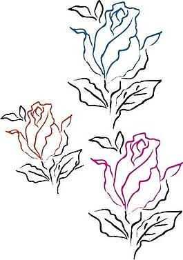 印花矢量圖 優(yōu)雅植物 抽象花卉 玫瑰花 色彩 免費(fèi)素材