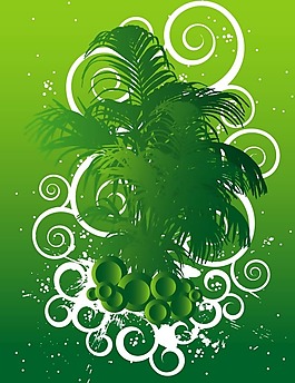 印花矢量圖 優(yōu)雅植物 樹葉 色彩 綠色 免費(fèi)素材