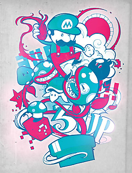 位圖 可愛卡通 超級瑪麗 色彩 紅色 免費素材