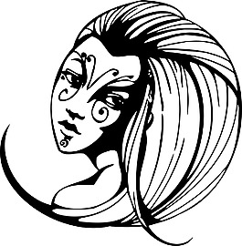 印花矢量圖 人物 女人 色彩 黑白色 免費(fèi)素材
