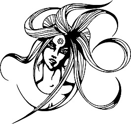 印花矢量圖 人物 女人 色彩 黑白色 免費(fèi)素材