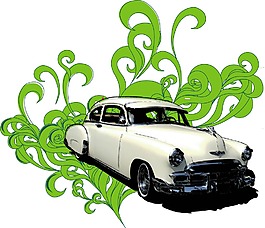 印花矢量圖 枝葉 交通 汽車 色彩 免費(fèi)素材