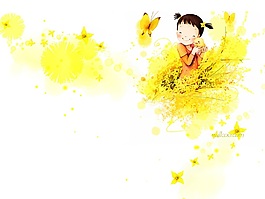 位圖 人物 卡通人物 少女 花 免費(fèi)素材