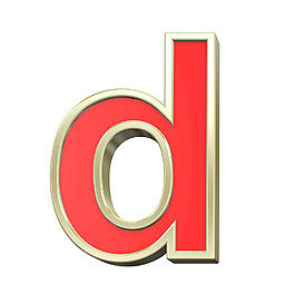 小寫字母的紅色與金框字符集