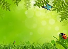 自然綠色圖片PPT模板[