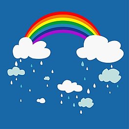 印花矢量圖 天空 彩虹 云彩 雨滴 免費(fèi)素材