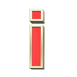 小寫字母的紅色與金框字符集