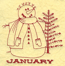 繡花 草 文字 英文 JANUARY 免費素材