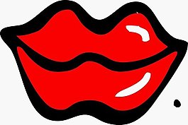 印花矢量圖 紅唇 色彩 黑色 紅色 免費(fèi)素材