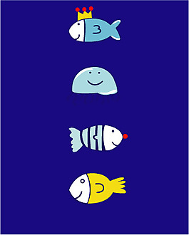 印花矢量圖 卡通動(dòng)物 魚(yú) 可愛(ài)卡通 色彩 免費(fèi)素材