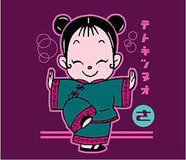 印花矢量圖 人物 兒童 色彩 紫色 免費(fèi)素材