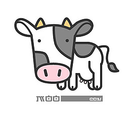 印花矢量圖 卡通動物 牛 圖文結(jié)合 色彩 免費素材