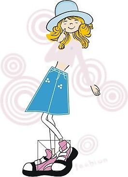 印花矢量圖 少女 可愛卡通 色彩 免費(fèi)素材