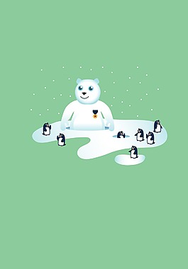 印花矢量圖 企鵝 雪人 可愛(ài)卡通 免費(fèi)素材