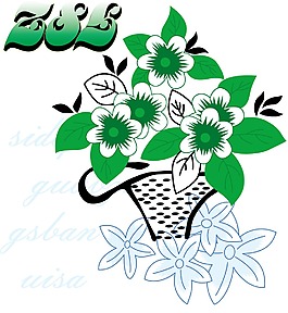 印花矢量圖 優(yōu)雅植物 花 花籃 色彩 免費素材