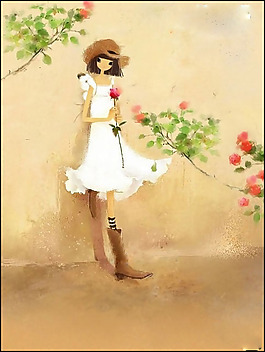 位圖 人物 少女 花 色彩 免費素材