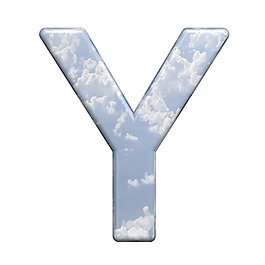 從藍色的天空 白色隔離一個字母字符集