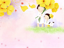 位圖 人物 卡通人物 少女 花 免費(fèi)素材