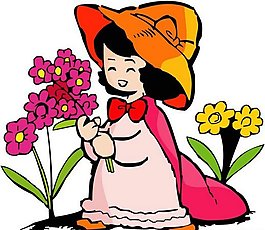 位圖 人物 少女 草 花 免費(fèi)素材