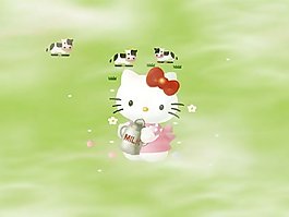 位圖 貓 牛 可愛(ài)卡通 綠色 免費(fèi)素材