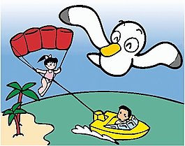 位圖 卡通動物 鳥類 人物 少女 免費素材