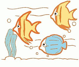 位圖 卡通動物 魚 珊瑚 可愛卡通 免費素材