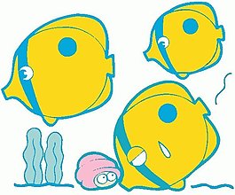位圖 卡通動物 魚 珊瑚 可愛卡通 免費素材