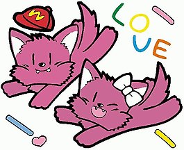 位圖 卡通動物 貓 文字 英文 免費素材