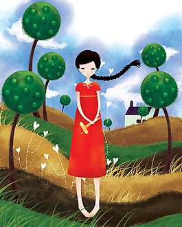 位圖 人物 女人 草 樹 免費(fèi)素材
