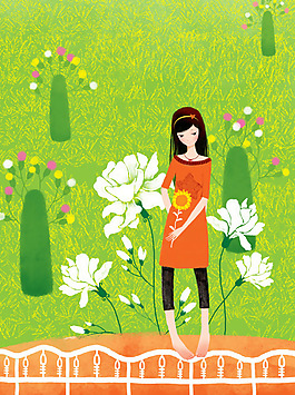 位圖 人物 女人 草 花 免費(fèi)素材