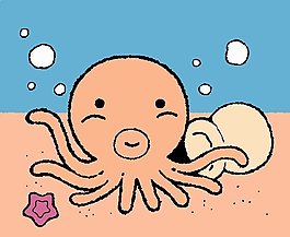 位圖 卡通動物 章魚 免費素材