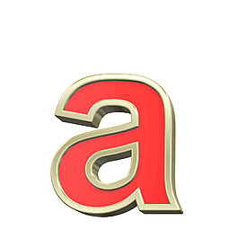 小寫字母的紅色與金框字符集