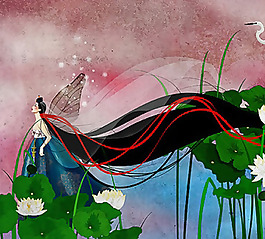 位图 动物 人物 女人 荷花 免费素材