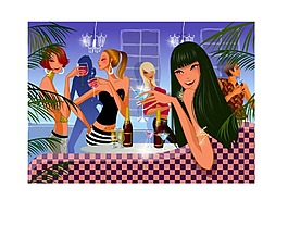 聚會的美女