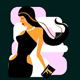 印花矢量圖 人物 女人 夜空 CG插畫 免費(fèi)素材