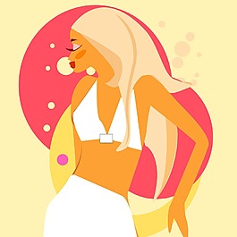印花矢量圖 人物 女人 CG插畫 色彩 免費(fèi)素材