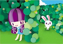 位圖 人物 少女 動物 兔子 免費素材