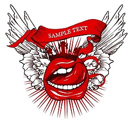 印花矢量圖 紅唇 文字 英文 sample 免費(fèi)素材