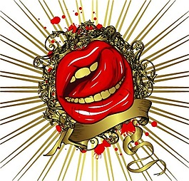 印花矢量圖 紅唇 文字 英文 sample 免費(fèi)素材