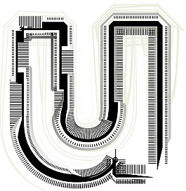 技術字體字母U