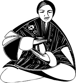 印花矢量圖 人物 女人 色彩 黑白色 免費素材