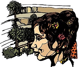 印花矢量圖 人物 女人 樹 色彩 免費(fèi)素材