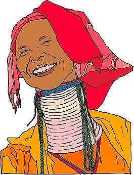 印花矢量圖 人物 女人 頭巾 色彩 免費(fèi)素材