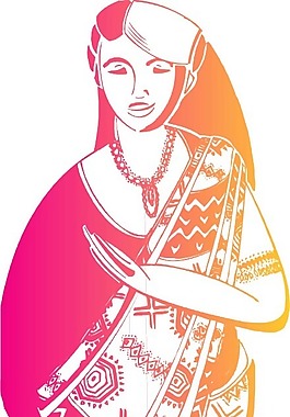 印花矢量圖 人物 女人 色彩 黃色 免費(fèi)素材