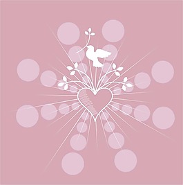 印花矢量图 动物 鸽子 桃心 叶子 免费素材