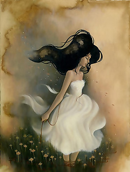 位圖 人物 少女 草 色彩 免費素材