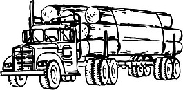 印花矢量圖 交通 卡車 黑白色 木材 免費素材
