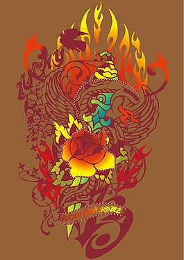 印花矢量圖 抽象 玫瑰花 花紋 文字 免費素材