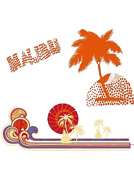 印花矢量圖 樹 度假 棕櫚 malibu 免費素材