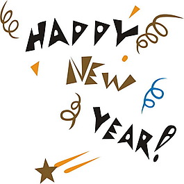 印花矢量圖 文字 英文 節(jié)日喜慶 新年快樂 免費(fèi)素材